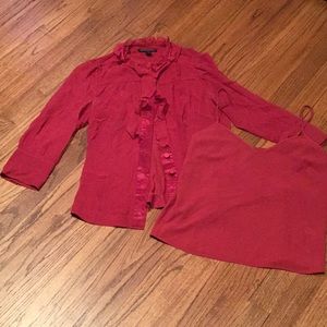 Cranberry red chiffon/satin blouse with shell